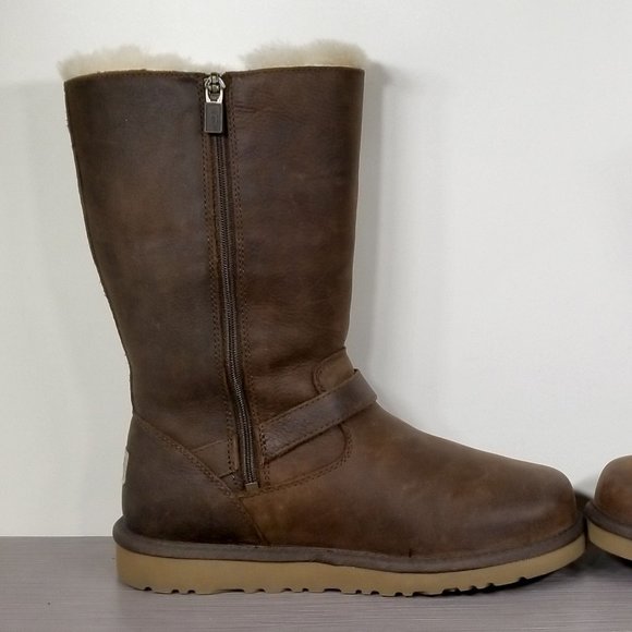 UGG Australia Kensington Tall Shearling Boots, Brown Leather, Womens Size 5 / 35 - Picture 6 of 11